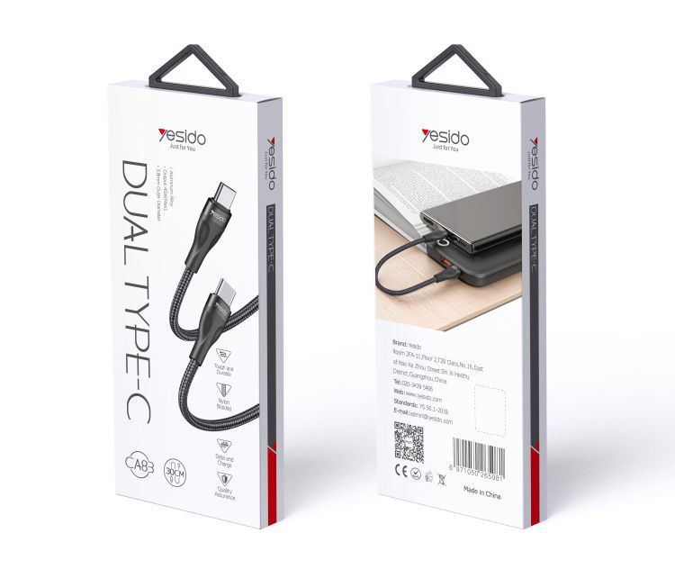 30cm Short Nylon Braided Copper Core 45W PD USB-C Type-C to Type-C Data Cable