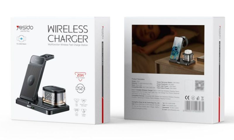 5-in-1 15W Fast Charging Double Angle Adjustment Triple Cooling Design Clock Wireless Charger